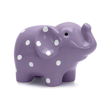 Lavender Polka Dot Elephant Bank