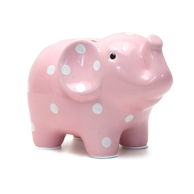 Pink Polka Dot Pink Elephant Bank