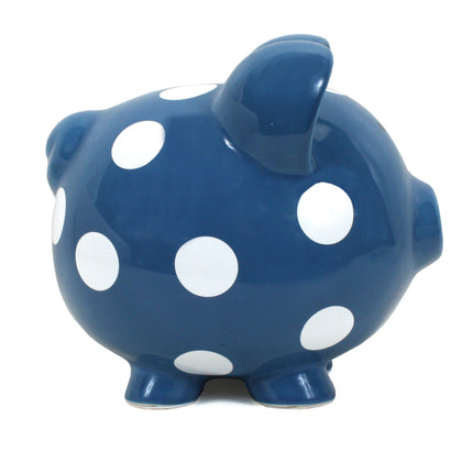 Dark Blue Polka Dot Piggy Bank
