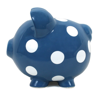 Dark Blue Polka Dot Piggy Bank