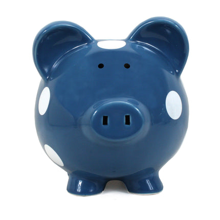 Dark Blue Polka Dot Piggy Bank