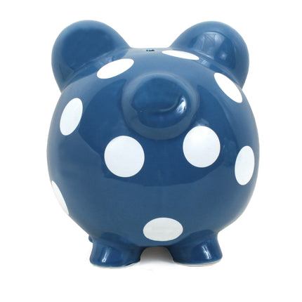 Dark Blue Polka Dot Piggy Bank