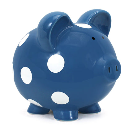 Dark Blue Polka Dot Piggy Bank