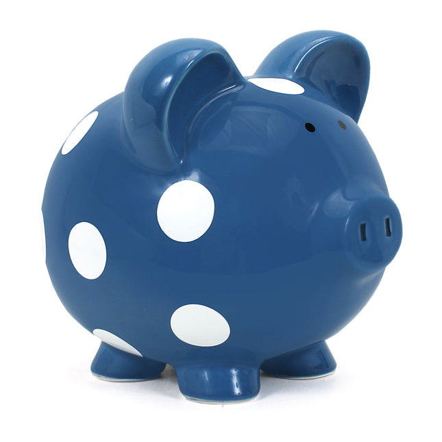 Dark Blue Polka Dot Piggy Bank