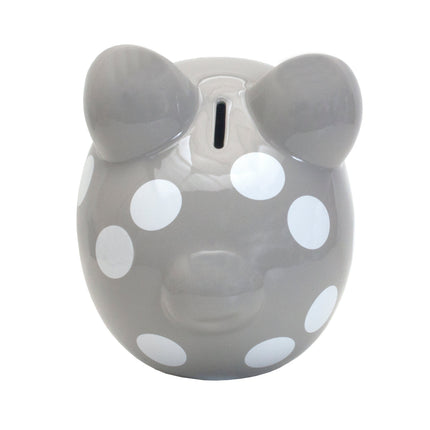 Gray Polka Dot Piggy Bank