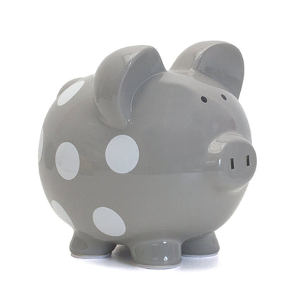 Gray Polka Dot Piggy Bank