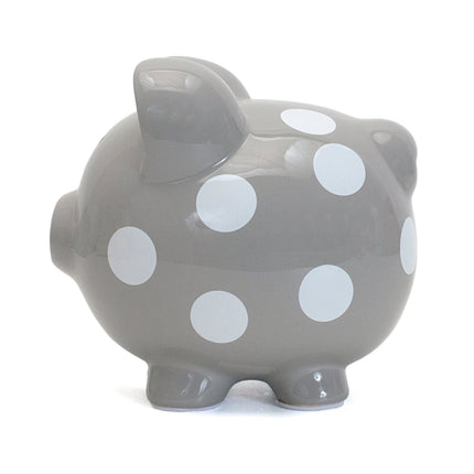 Gray Polka Dot Piggy Bank