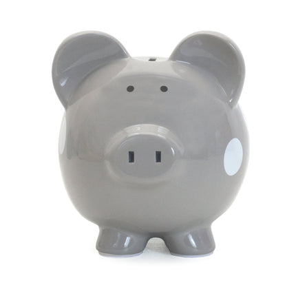 Gray Polka Dot Piggy Bank