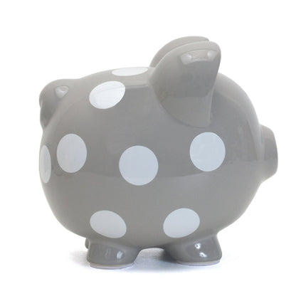 Gray Polka Dot Piggy Bank