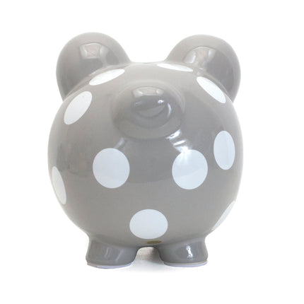 Gray Polka Dot Piggy Bank