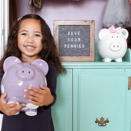 Purple Polka Dot Piggy Bank