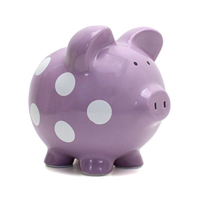 Purple Polka Dot Piggy Bank