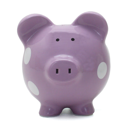 Purple Polka Dot Piggy Bank