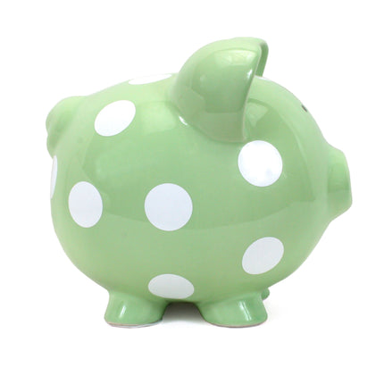 Sage Polka Dot Piggy Bank