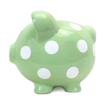 Sage Polka Dot Piggy Bank
