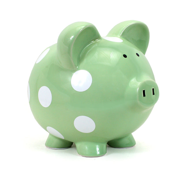 Sage Polka Dot Piggy Bank