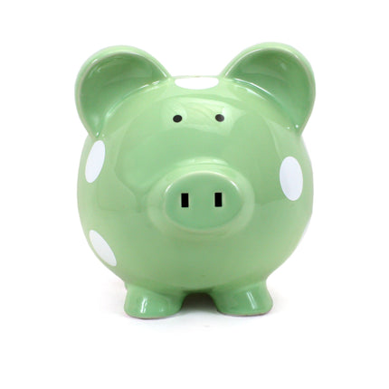 Sage Polka Dot Piggy Bank