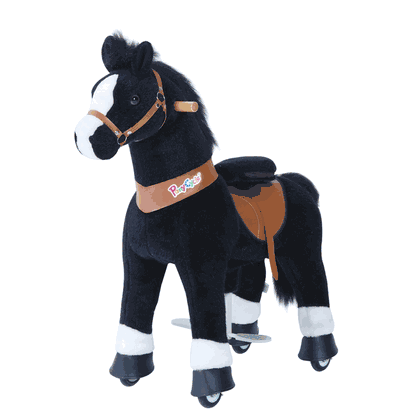 Ponycycle Horse Ride On Toy - Small - Black Horse w/ White Hoof & Black Mane