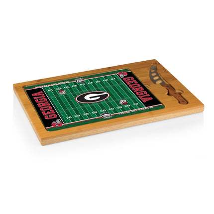 Georgia Bulldogs Football Field Glass Top Cutting Board & Knife Set