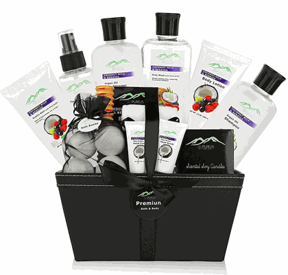 Premium 18 Piece Purelis Berries & Coconut Bath & Body Gift Basket