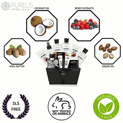 Premium 18 Piece Purelis Berries & Coconut Bath & Body Gift Basket