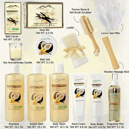 Premium Deluxe Bath & Body Vanilla Coconut Gift Basket