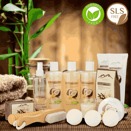Premium Deluxe Bath & Body Vanilla Coconut Gift Basket