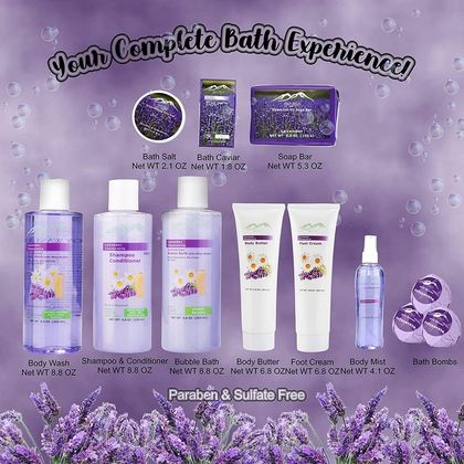 Premium Lavender Bath & Body Gift Basket