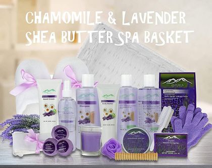 Premium Purelis Deluxe Spa Bath & Body Gift Basket - Lavender & Chamomile