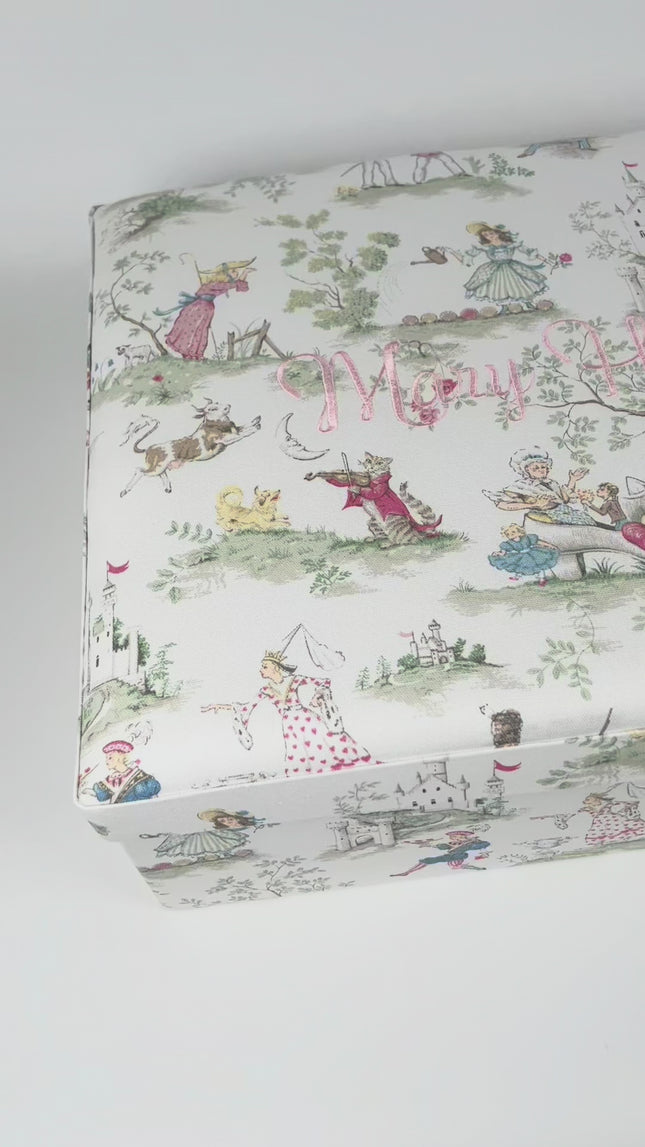Personalized Nursery Rhyme Over the Moon Toile Large Baby Keepsake Box