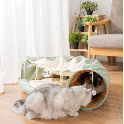 Collapsible Removable Cat Tunnel Tube With Cat Bed Set