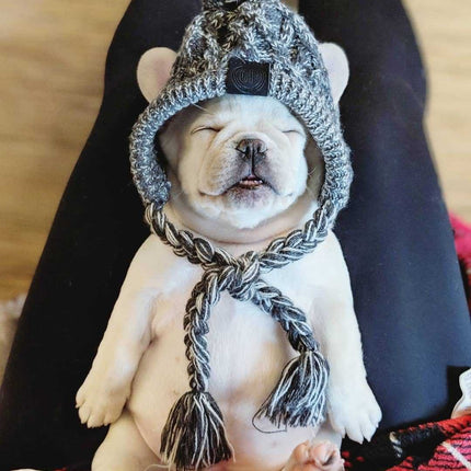 Autumn Winter Warm Knitted Pet Hats With Fluffy Ball