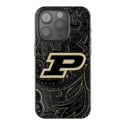 Purdue University Boilermakers Paisley Black Bling Phone Case for Apple iPhone