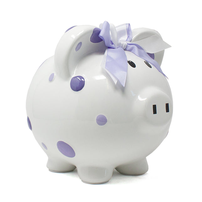Purple Polka Dot Piggy Bank