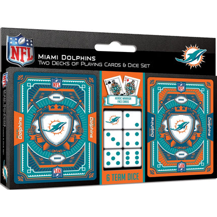 Miami Dolphins - 2-Pack Playing Cards & Dice Set