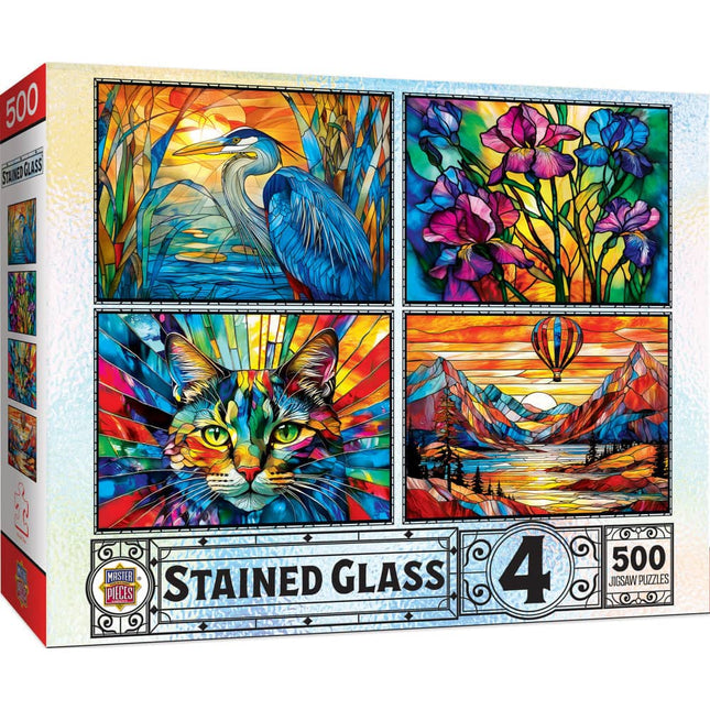 Stained Glass - 500 Piece Jigsaw Puzzles 4 Pack