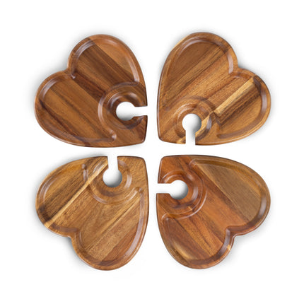 Heart Shaped Wine Appetizer Plate Set of 4