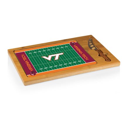 Virginia Tech Hokies Football Field Glass Cutting Board & Knife Set