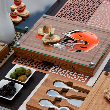 Cleveland Browns - Concerto Glass Top Cheese Cutting Board & Tools Set