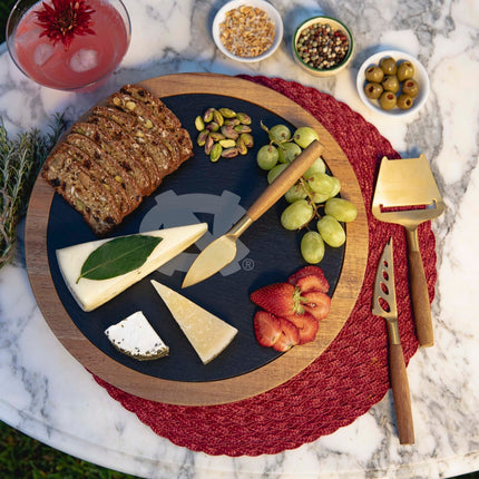 North Carolina Tar Heels Acacia & Slate Serving Board Cheese Tools