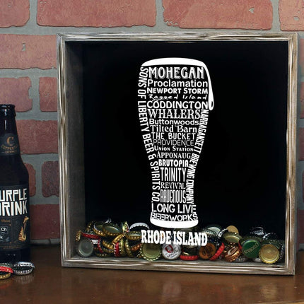 Rhode Island Beer Typography Shadow Box