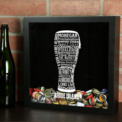 Rhode Island Beer Typography Shadow Box