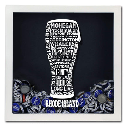 Rhode Island Beer Typography Shadow Box