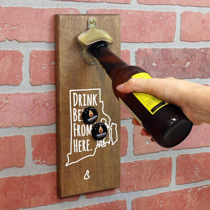 Rhode Island Drink Beer From Here Cap Catching Magnetic Bottle Opener