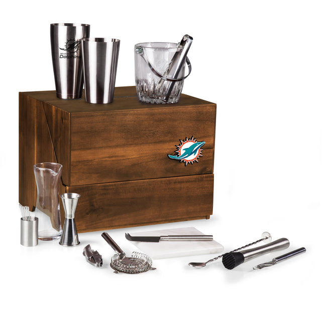 Miami Dolphins Madison Acacia Tabletop Bar Set