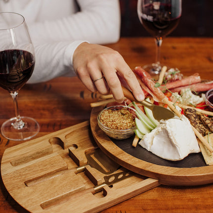 Los Angeles Chargers - Insignia Acacia and Slate Serving Board with Cheese Tools