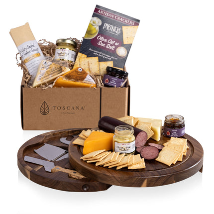 Acacia Circo Cheese Board with Gourmet Gift Pack