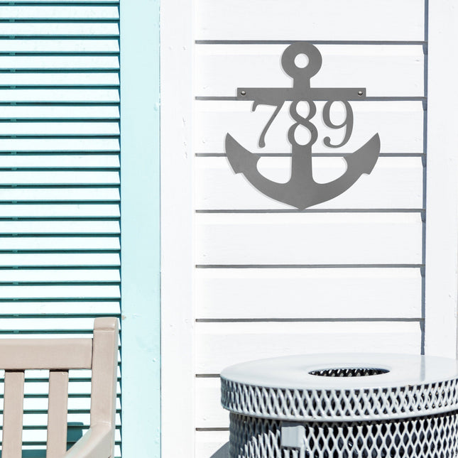 Anchor Address Plaque - Coastal House Numbers Plaque Beach Nautical Decor