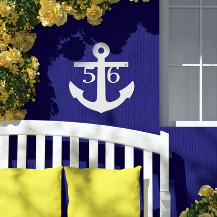 Anchor Address Plaque - Coastal House Numbers Plaque Beach Nautical Decor
