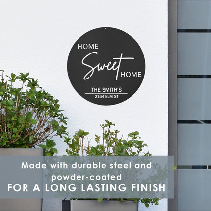 Circle Home Sweet Home Sign With Name and Date or Address